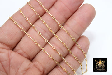 14 K Gold Filled Bar Jewelry Chains, 14 20 Gold Bars and Rolo, Unfinished Long and Short Chain